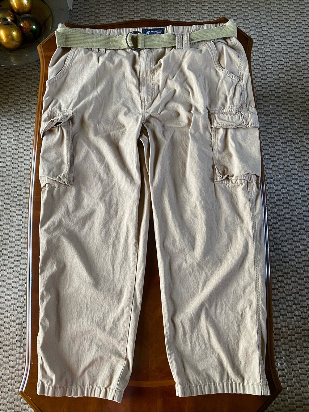 Beverly Hills Polo Club Men's Cargo Pants in Khaki with Belt